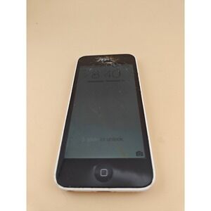 Apple iPhone 5c 16GB White Sprint Smartphone Cracked Screen Powers On Works